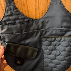Super Fun and Functional  Gray Blue Quilted Shoulder Bag Mosey brand